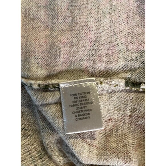 CJ Banks Women's Top 1X Beige Floral Cotton Button Front - Picture 8 of 11